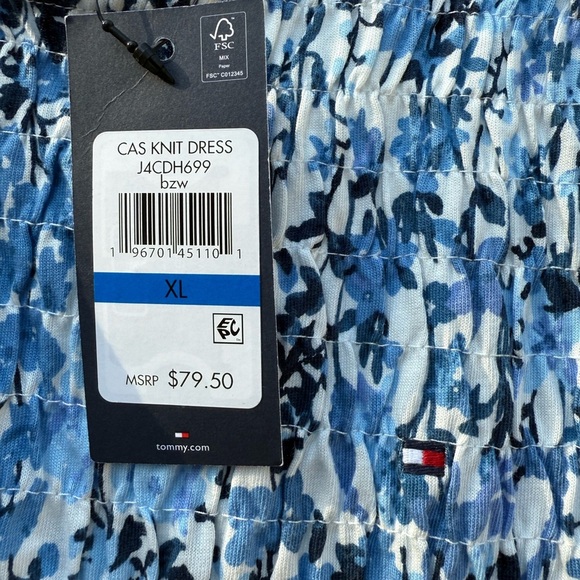 🆕 TOMMY HILFIGER Blue and White Sleeveless Maxi Sundress Size: XL - Picture 3 of 6